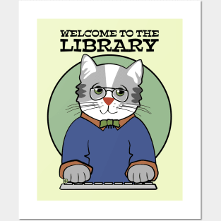 Library Welcome Librarian Cat Man Posters and Art